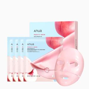 imageANUA Rice 70 Glow Collagen Mask Overnight Face Mask for Glass Skin Ceramide Collagen Facial Mask Skin Moisture Barrier Tightening Care Natural Color Korean Skin Care 38g 4eaPeach