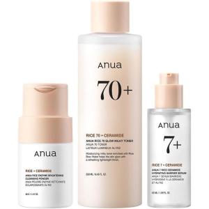 imageAnua Rice Trio Set  Rice Cleansing Powder ampamp Milky Toner ampamp Hydrating Serum Marshmallow face mask maker for Glass skinKorean Skincare