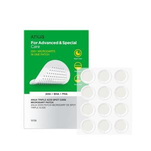 imageAnua Triple Acid Spot Care Microdart Patch Deep Early Stage Spot 200 Microdarts with AHA  BHA  PHA Centella Hydrocolloid Patch for Overnight NonComedogenic Korean Skin Care 12ea