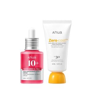 imageAnua Ultimate Glow Protection Duo ZeroCast Moisturizing Finish Sunscreen  Niacinamide 10  TXA 4 Serum SPF 50No White Cast Facial Serum for face Korean skincare Set
